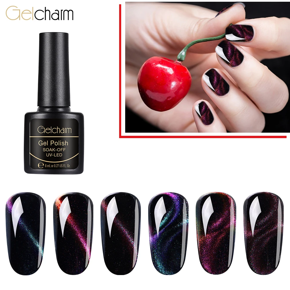 

Nail Art Magnet Chameleon Cat Eye line 8ml Gel Polish Soak Off UV Gel Varnish For Stamping Top Base Coat Long Lasting GelCharm