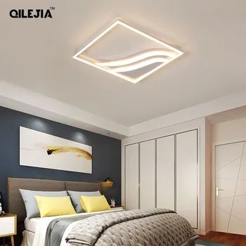 

Chandelier living room bedroom Ceiling lamp with dimmable remote control White and coffee Rectangular square lampshade