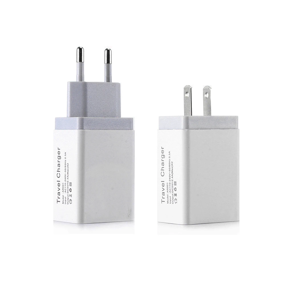 

Dual USB Charger 5V2.4A USB Travel Charger Wall Charger Adapter EU & US Plug For iPhone 7 Samsung S8 Plus Mobile Phone Chargers