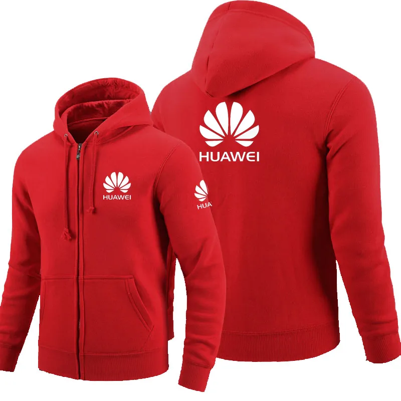 

Zipper Hoodies Huawei logo Printed Hoodie Fleece Long Sleeve Man's zipper Jacket Sweatshirt