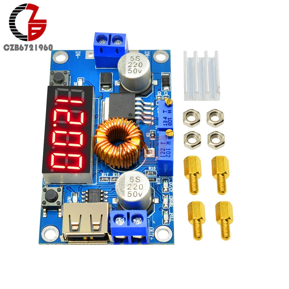 5A DC-DC понижающий преобразователь регулятор литиевый модуль зарядного устройства для батареи CC CV силовой трансформатор USB светодиодный цифровой вольтметр