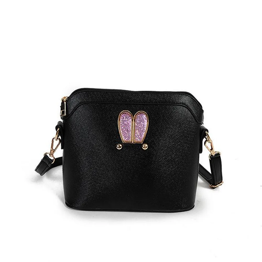 Дизайнер известный бренд высокое качество bolsa concha для женщин Девушка кроличьи уши сладкий Камея сумочка сумка - Цвет: Черный