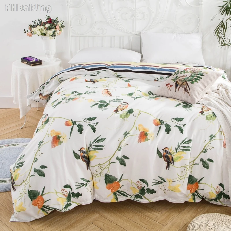 

Wholesale 1 Pc Duvet Cover with Zipper 100% Cotton Quilt/Comforter Cover Pastoral Style Printed Twin Full Queen King Size Hot