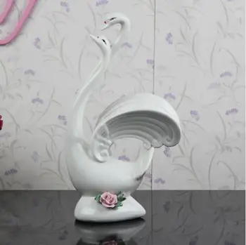 

white ceramic swan lovers home decor crafts room decoration ornament porcelain animal figurines wedding decorations statue