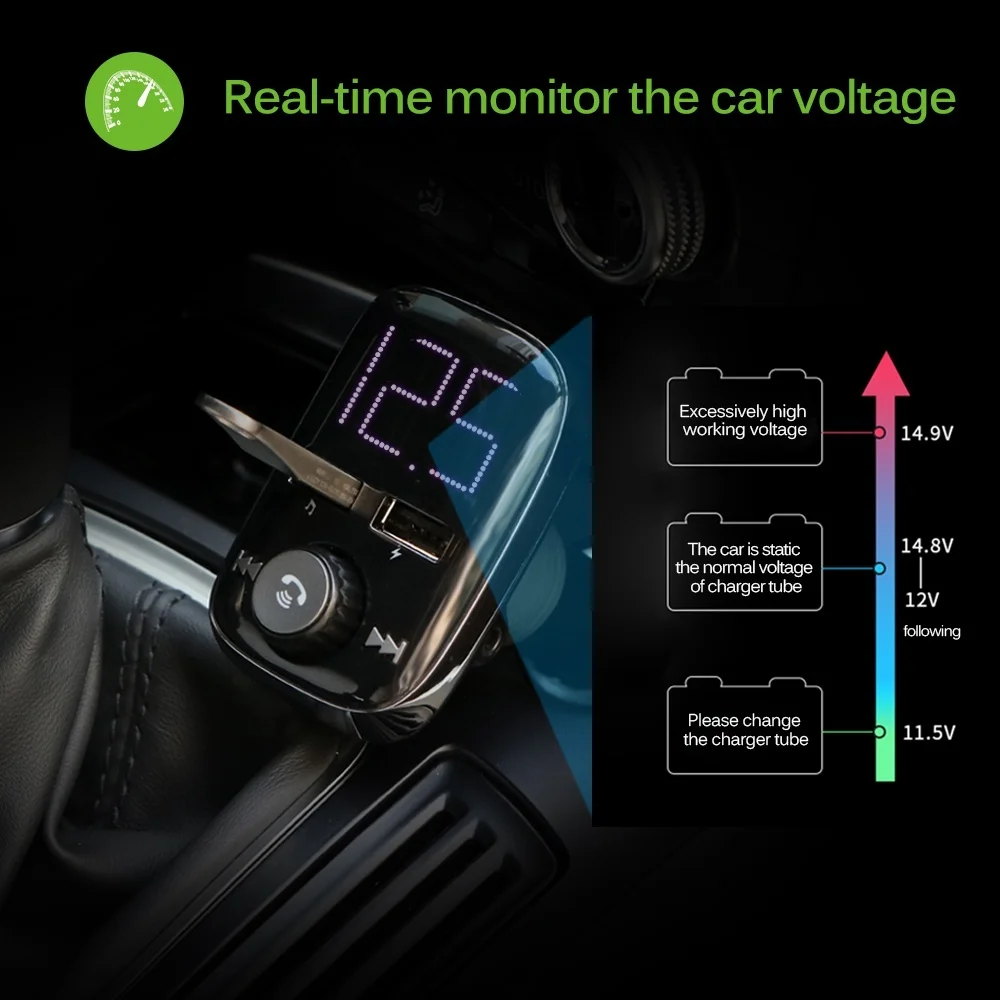 Беспроводное зарядное устройство в автомобиле Bluetooth fm-передатчик радио адаптер автомобильный комплект поддерживает TF/SD карты для всех смартфонов аудиоплееров