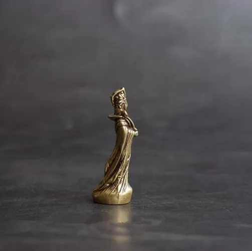 Chinese Pure brass Sea god Ma Zu Buddha small statue