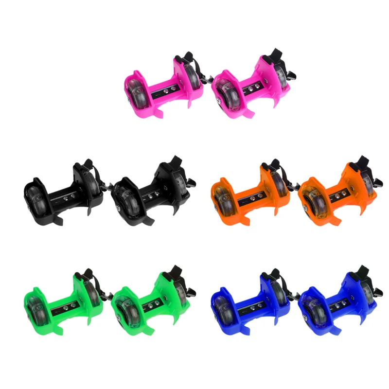 

Children Wheel Heel Roller Light Adjustable Skates Kid Falsh Blade Shoe Strap