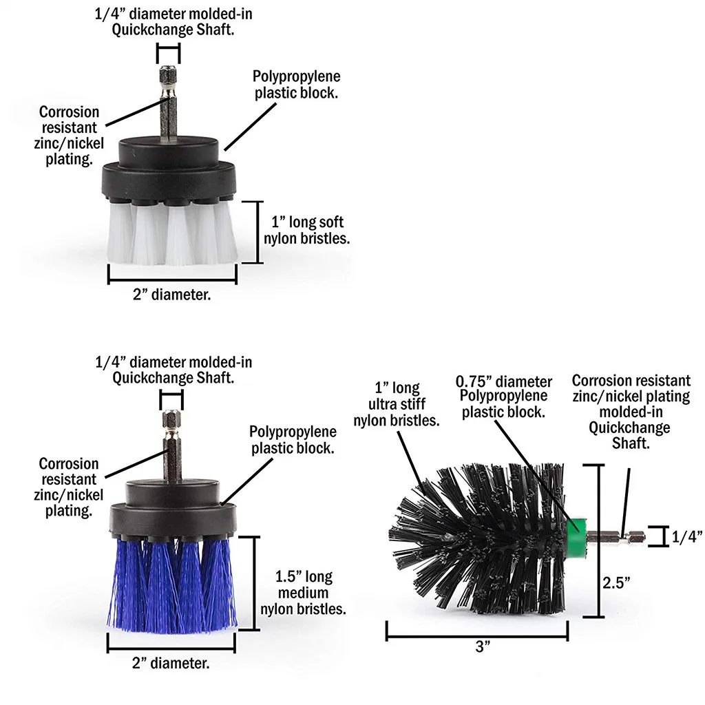 6 шт мощная щетка для скруббера, щетка для чистки поверхностей ванной комнаты, ванна, душевая плитка, затирка, беспроводная мощная скраб, дрель 10,161