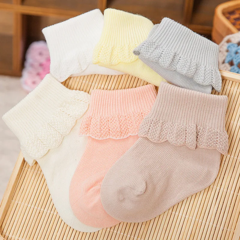 

Cute Baby Girl Cotton Ruffle Socks High Quality Newborn Breathable Princess Knitting Short Sock Baby Girls Clothing Accessory