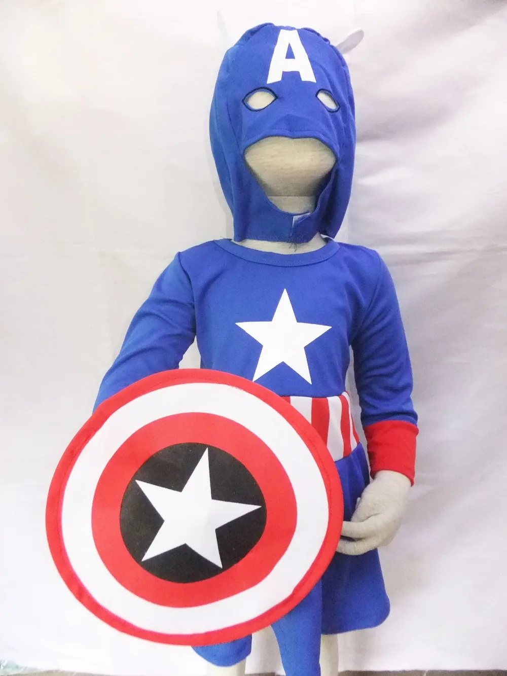 

royalblue 3-7 years girl Captain America dress Role-playing clothing kid Captain America one-piece dress ZG:S-XXL