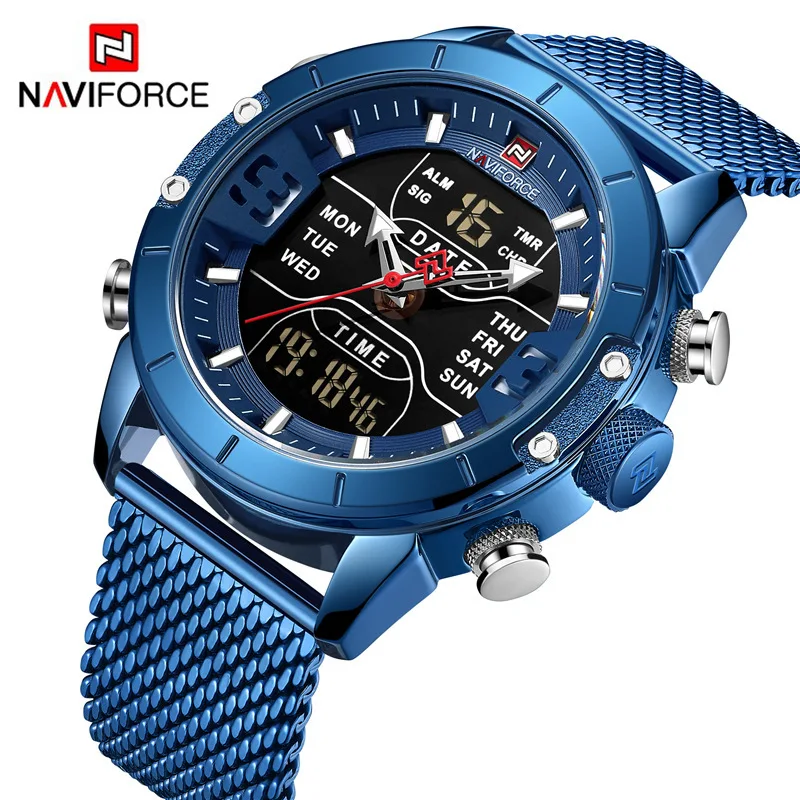 

Naviforce Lead Man Quartz Electronics Dual Display Network Bring Wrist Watch Watches Men Week Date Luminous Montre Homme