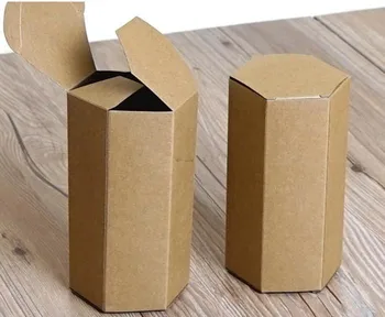 

20pcs/lot-4cm Regular Hexagon Small Big Size Fashion kraft paper gift box food candy Tea Storage Box DIY Craft Packaging