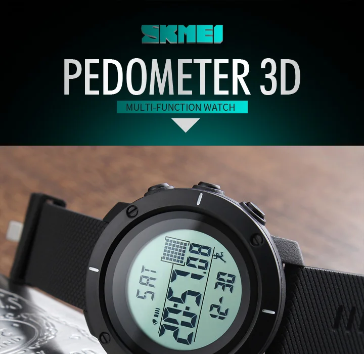 Шагомер спортивные часы для мужчин SKMEI бренд 50 м водонепроницаемый Светодиодный Цифровой Chrono калории Будильник Открытый военный наручные часы