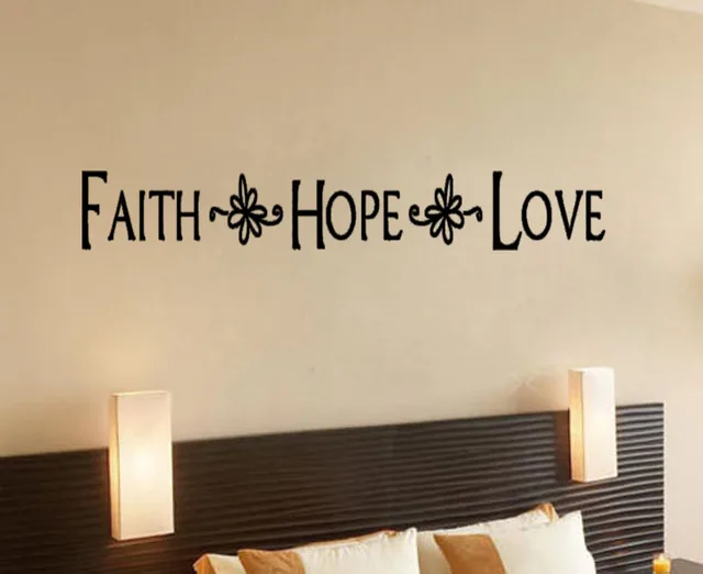 Faith Hope Love With Flowers Wall Sticker Decal Decor Quote Faith Hope Love With Flowers Wall Sticker Decal Decor Quote Lettering Art Home