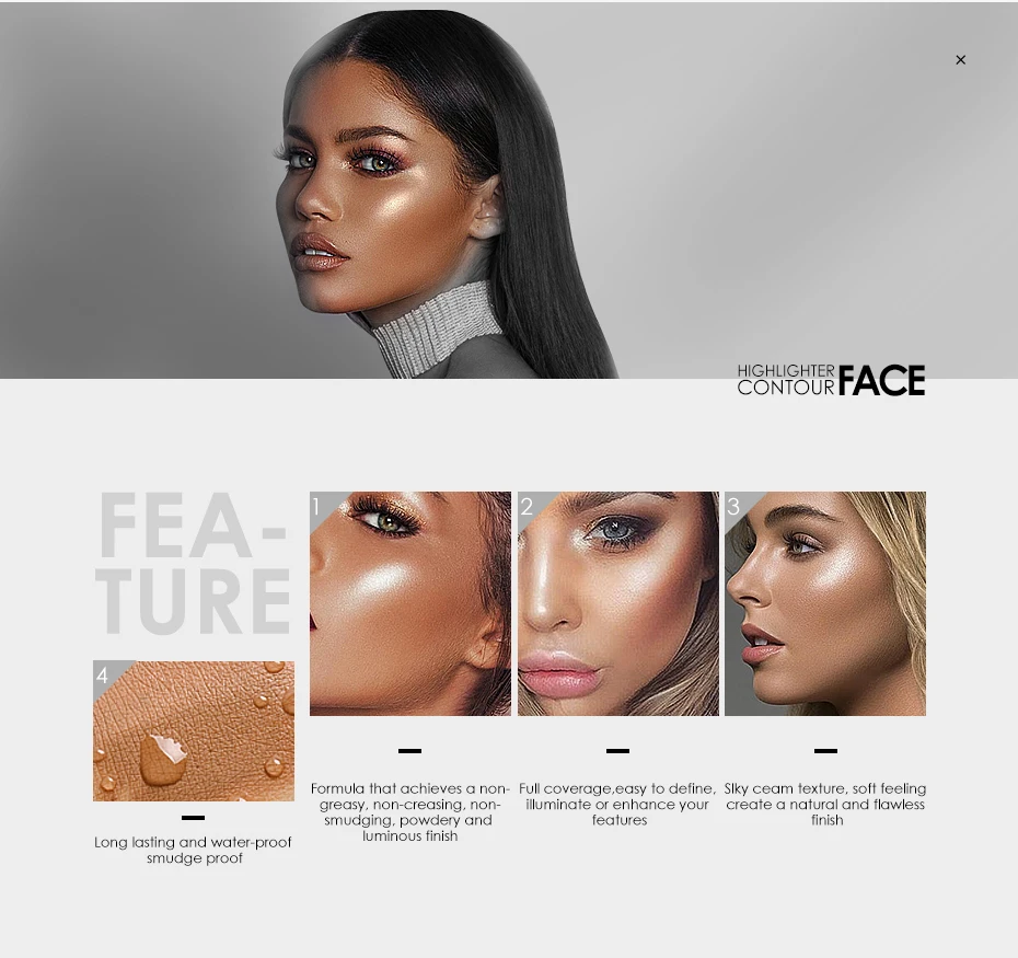 FOCALLURE Highlighter Pen Face Concealer Contouring Bronzer Brighten 3D Contour Makeup Glow Highlighter Stick