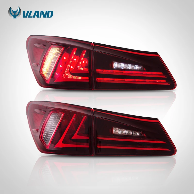  VLAND Fit Lexus IS250/IS300/IS350 2006-2012 Tail light Led Design Red Lens Taillight Assembly Rear  - 32851068028