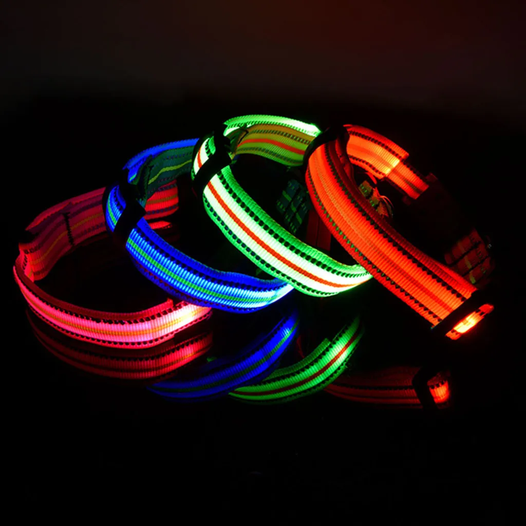

Small And Medium Dog Reflective Strip Waterproof Charging Light LED Dog Collar Outdoor Security Training Dog Harness Collars