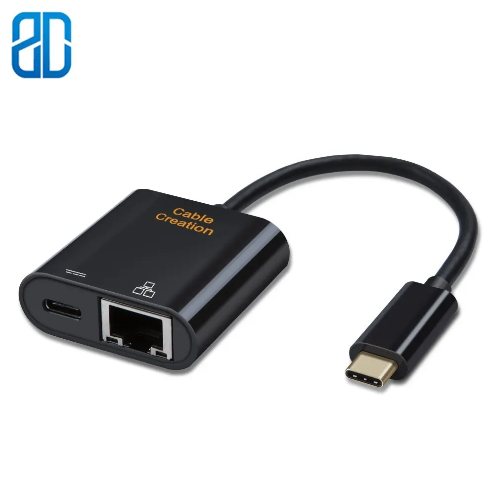 

USB C to Ethernet Type C (Thunderbolt 3 Compatible) to RJ45 Gigabit 10/100/1000 LAN Network+USB-C Female Charging Adapter Dell