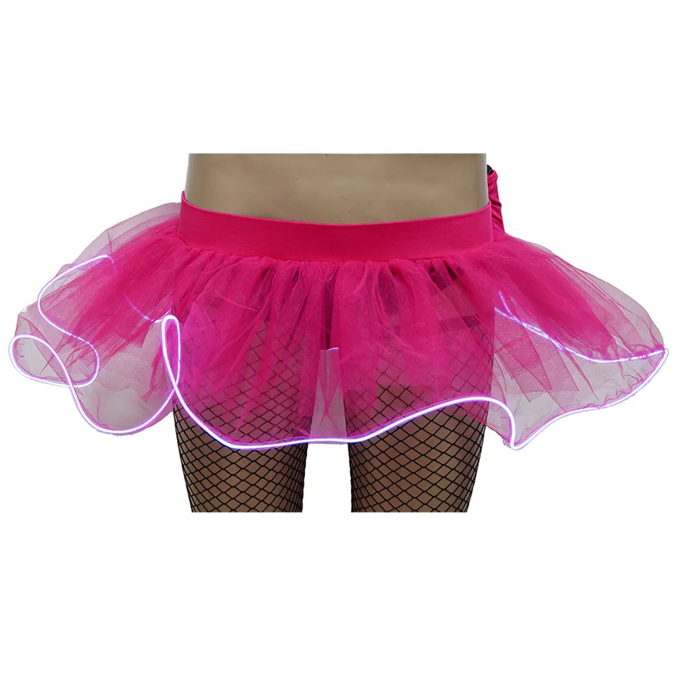 Юбка женская мода вечерние светодиодный мини-пузырь юбка без батареи легкий сетчатый материал юбка