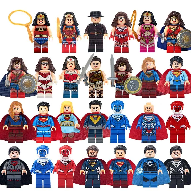 

DC Heroes s Superman Wonder Woman Model Action Building Blocks Bricks Toys for Children Kids gift
