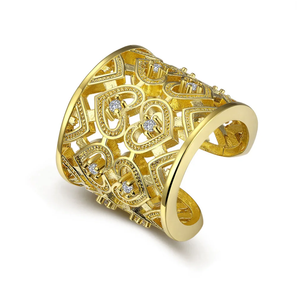 

2015 new arrived 925 sterling silver18k golden many small heart with stone ring for men's women fine jewerly wholesale promotion