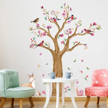 

large size cute snails deer tree wall stickers for kids room bedroom living room kindergarten sofa background decals art murals