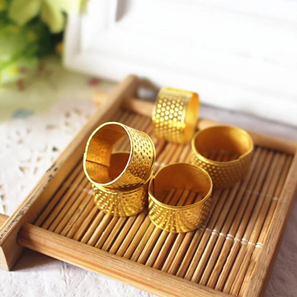 10Pcs Gold Metal Finger Thimbles Tailor Sewing Grip Shield Protector