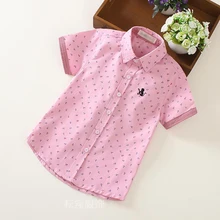 Летние рубашки с короткими рукавами для мальчиков, повседневные блузы мужские с отложным воротником, детская одежда