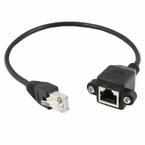 

30cm RJ45 Male to Female Ethernet Network Screw Panel Mount Extension Cable Lead