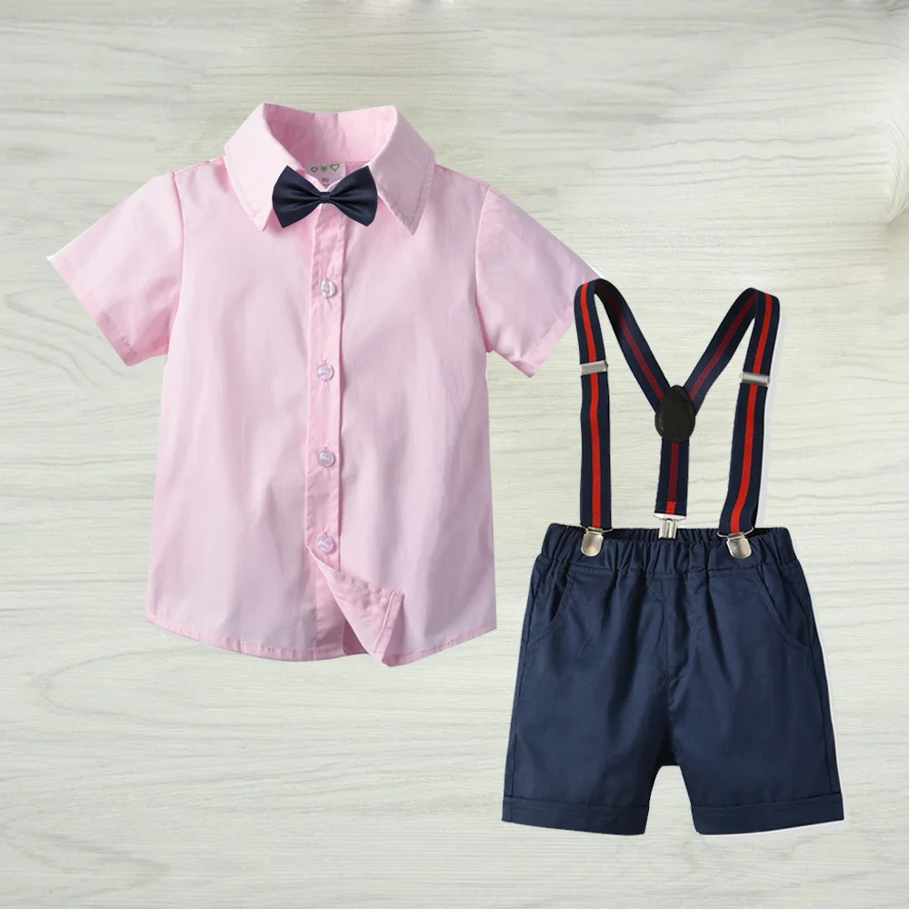 

Boy's new fashion formal short sleeve Gentlemen Set For 3-8 Years