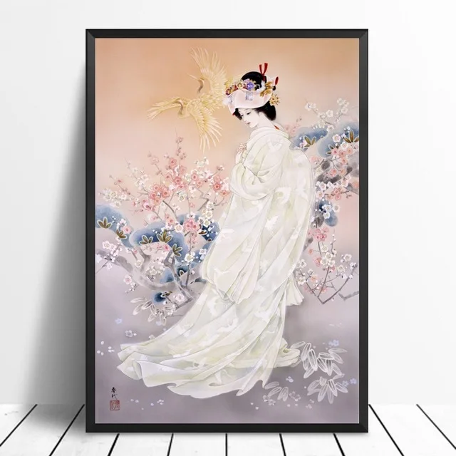 Холст, настенная живопись в скандинавском стиле, японская гейша, HD принты, модульные картины, креативное украшение дома, плакат для гостиной - Цвет: BO YXCV1927-11