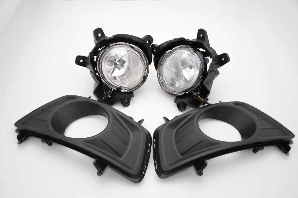 

1 Set clear lens driving fog lamps lights + covers trim bezels kits for KIA Carens 2007-2013