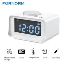 FORNROMR Многофункциональный fm-радио ЕС разъем двойной USB порт зарядное устройство Крытый термометр AUX