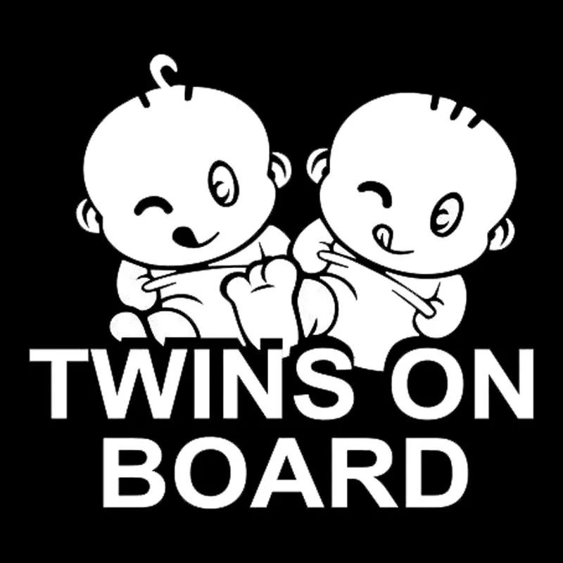

TWINS ON BOARD Warning Mark Car Stickers Baby child Vinyl Decals Window Decoration Sticker Accessories Car Styling