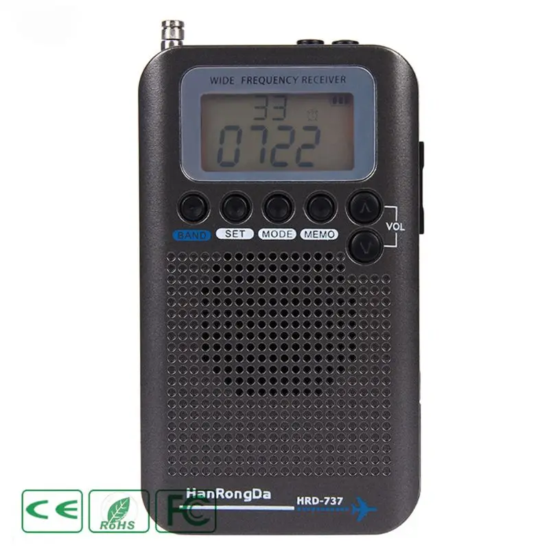Цифровой радиоприемник с ЖК дисплеем FM/AM/SW/CB/Air/VHF будильником