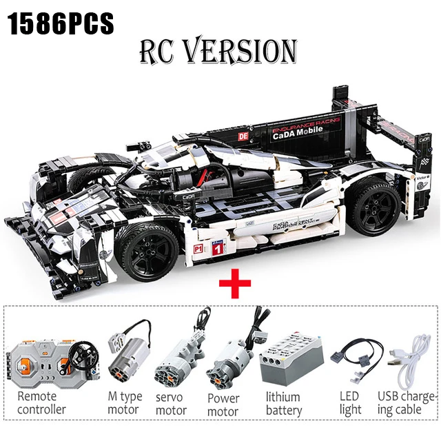 Buliding Блок RC Car Technic 1586 шт. CADA F1 и Bugatti Супер гоночный автомобиль функция электрической мощности для сбора - Цвет: C61016