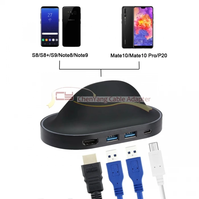 Jimier Тип-C USB-C USB 3,1 док-станции к HDMI и двойной 3,0 хаб и Мощность для S8 S9 Mate10 P20