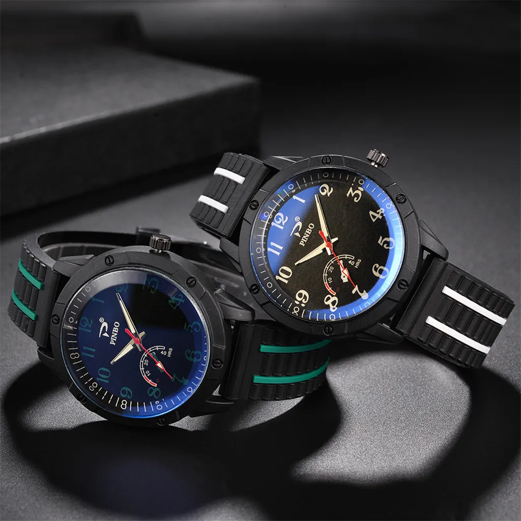 

Men Watch Soft Silicone Rubber Strap Sports Simulated Quartz Watch Mens new arrival in men wrist watches relogios masculinos