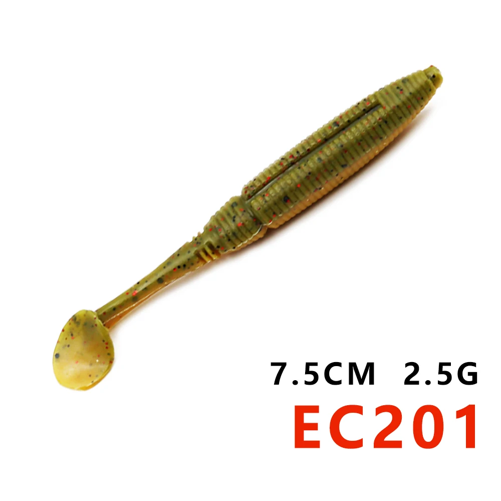 Noeby BW104 7,5 см 8,5 см 10 см пластиковая Т-образная мягкая пластиковая приманка червь для рыбалки - Цвет: 75mm4gEC201