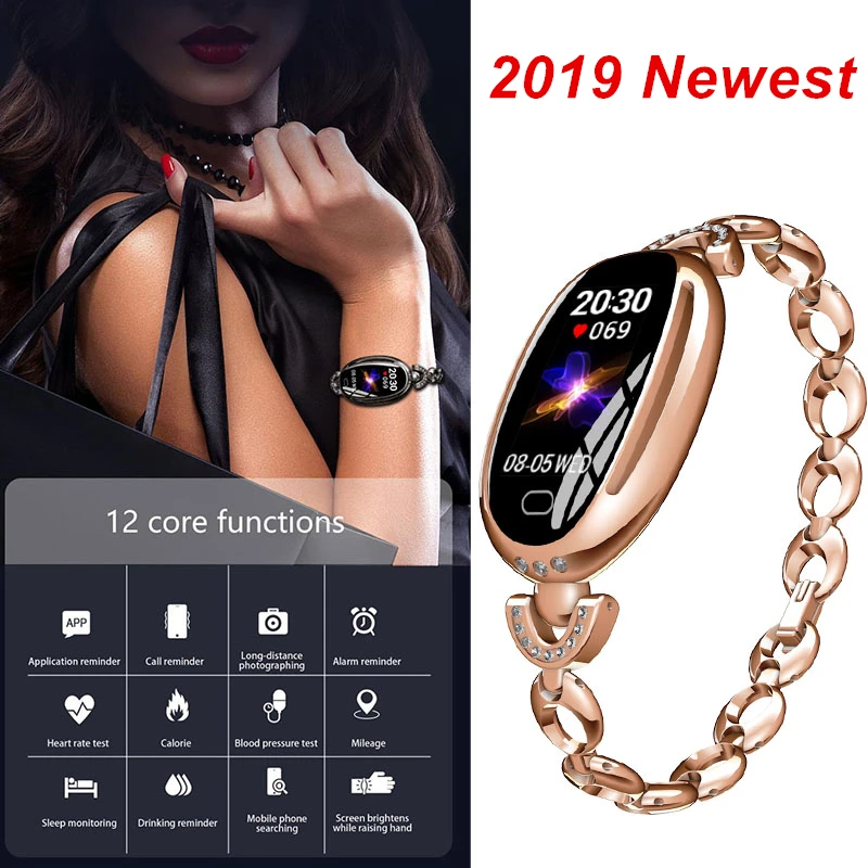 

2019 New Lady Smart Bracelet Heart Rate Blood Pressure Fitness Sport Smartband Call reminder Color Screen Smart Wristband Woman