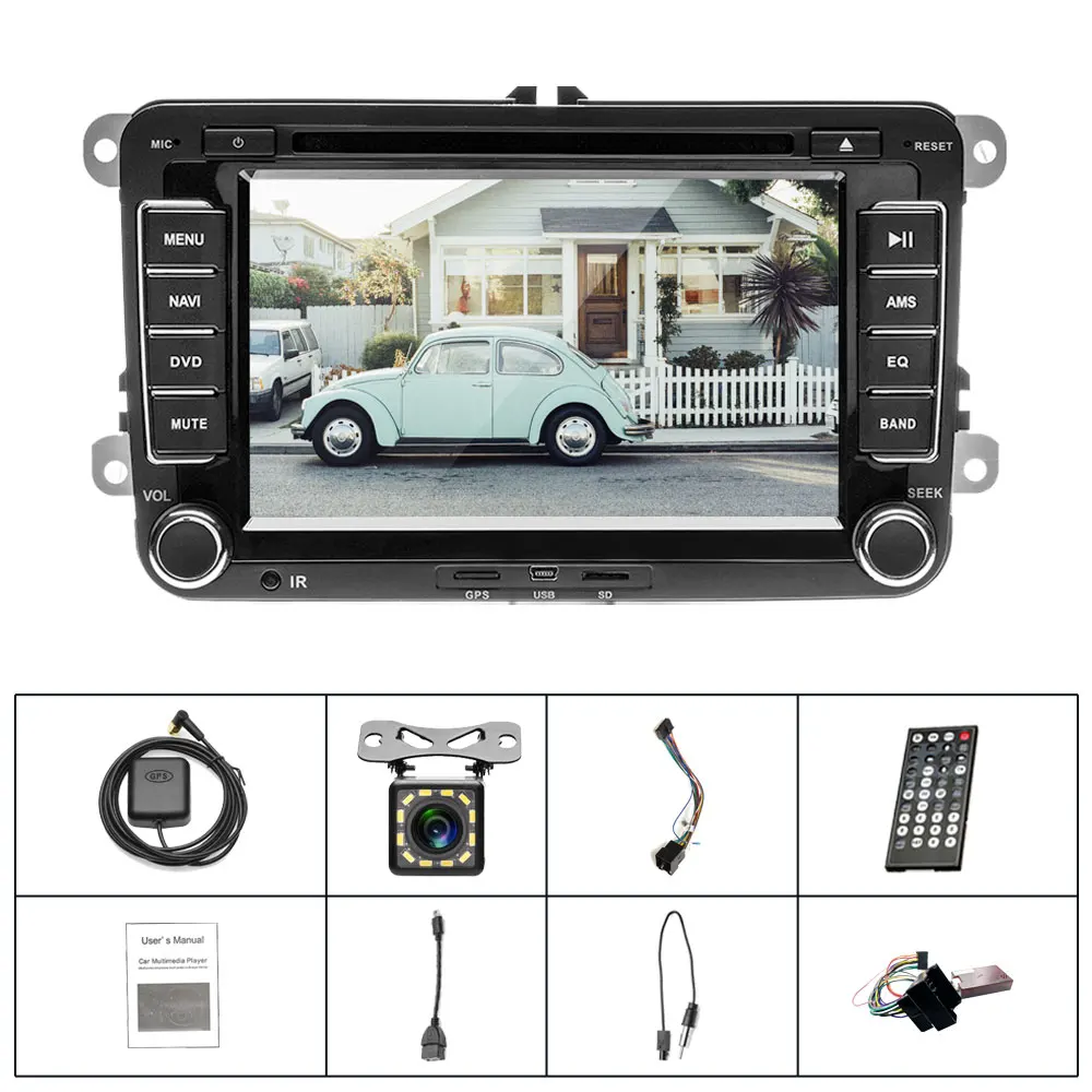 Camecho 2 Din автомагнитола DVD Авторадио gps 7 ''Мультимедиа Стерео для VW/Volkswagen/Golf/Polo/Tiguan/Passat/b7/SEAT/leon/Skoda - Цвет: With 12led Camera