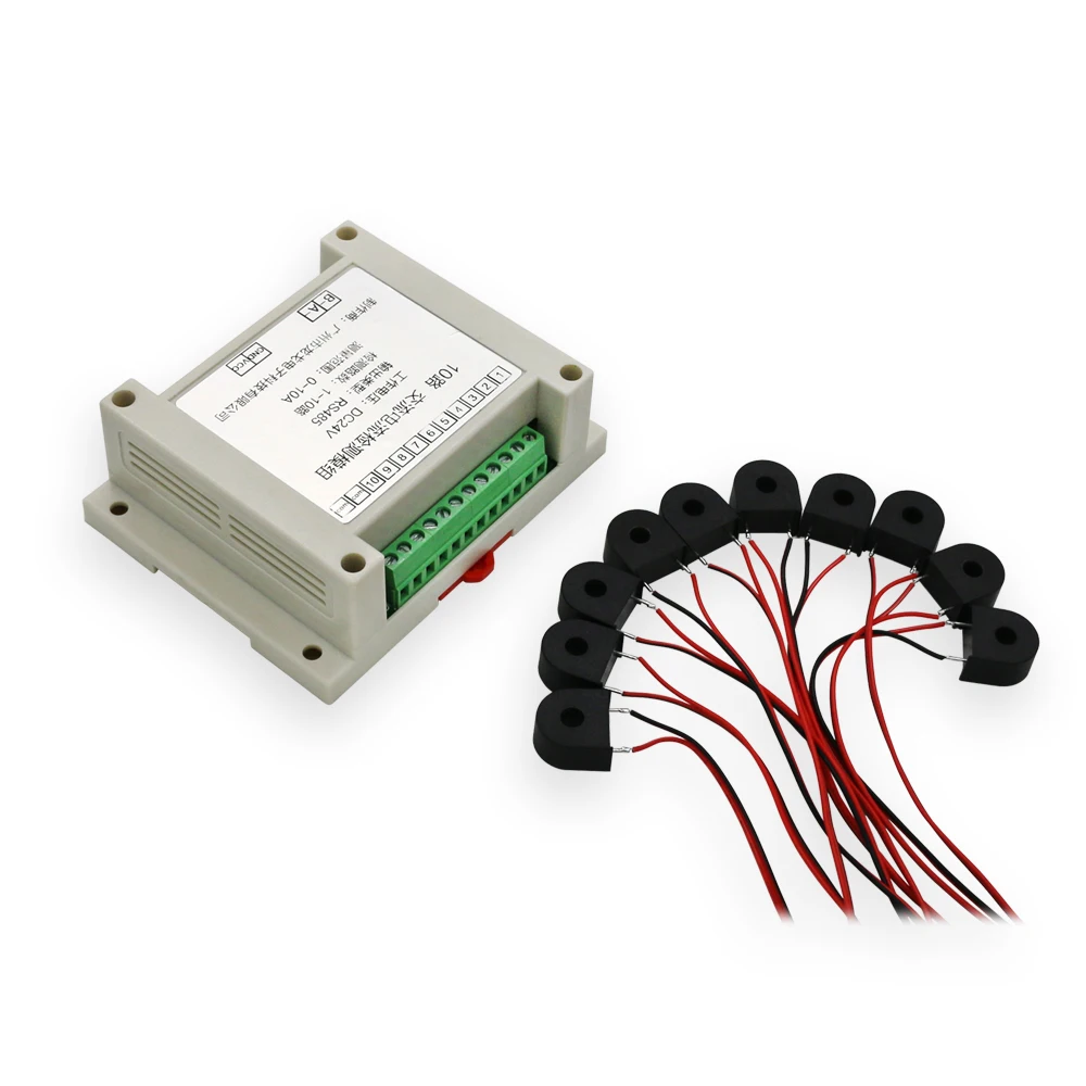 

Multi-channel AC current detection module 5A 10A 20A 50A RS485 output transmitter 10 channel AC signal detection module
