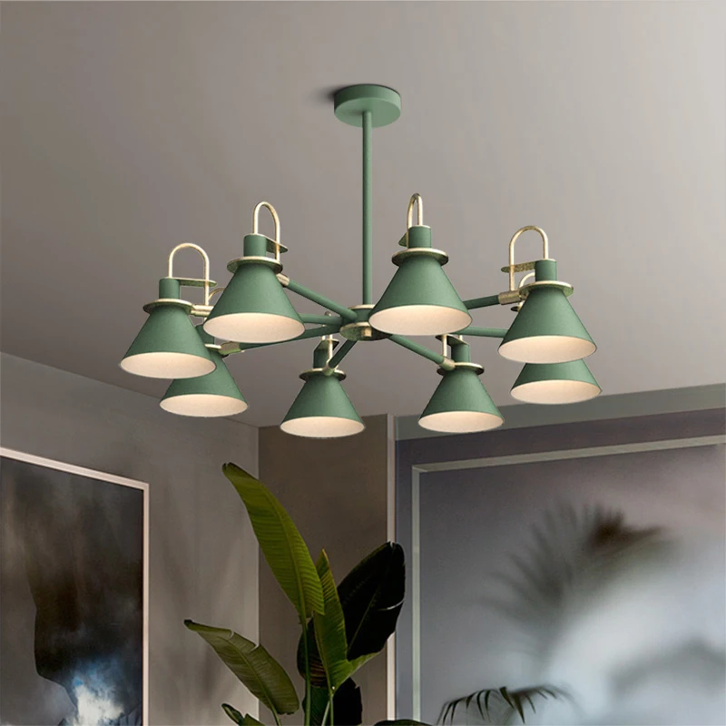 

Nordic personality creative simplicity after the modern cafe bedroom living room dining room light iron macarons Horn chandelier