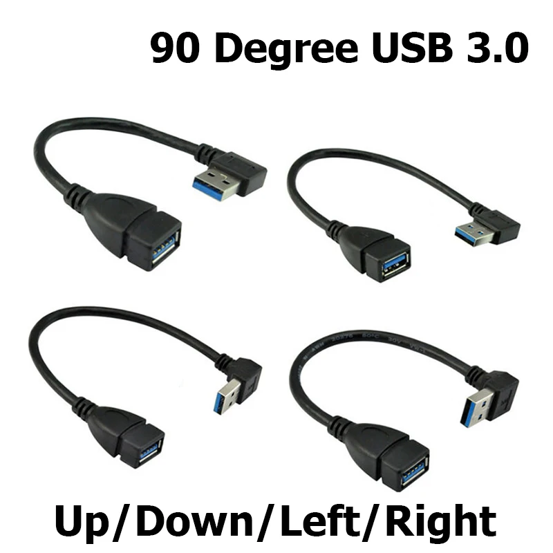 

90 Degree USB 3.0 A male to female Adapter Cable Angle Extension Extender Fast Transmission Left/Right/Up/Down