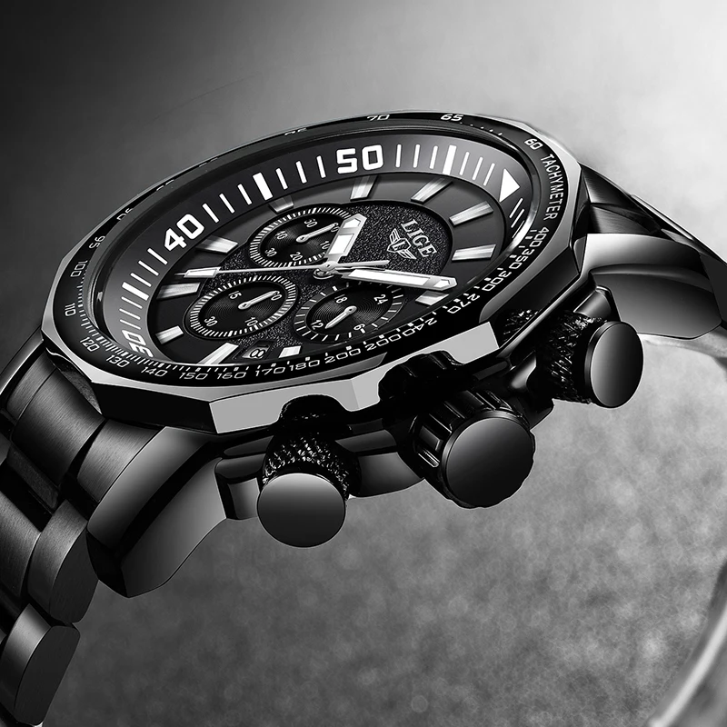 

Relojes Hombre LIGE Mens Watches Top Brand Luxury 24 hour Date Business Quartz Watch Men Full Steel Big Dail Waterproof Clock
