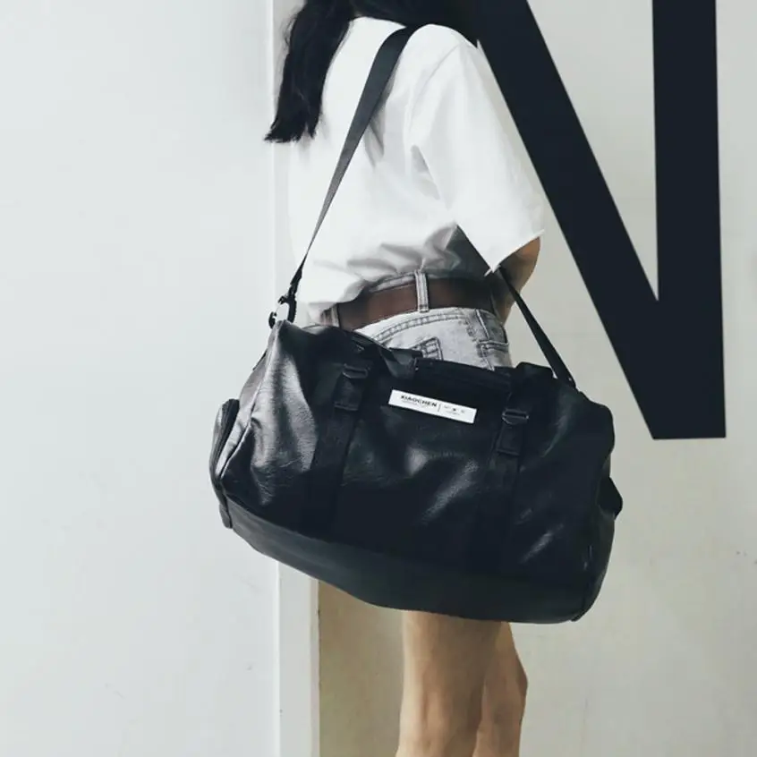 

High Quality Casual Female Leather Sports Bag Men Unisex Fitness Shoulder Bags Travel Luggage Handbag Ladies Large Bolsos #C52
