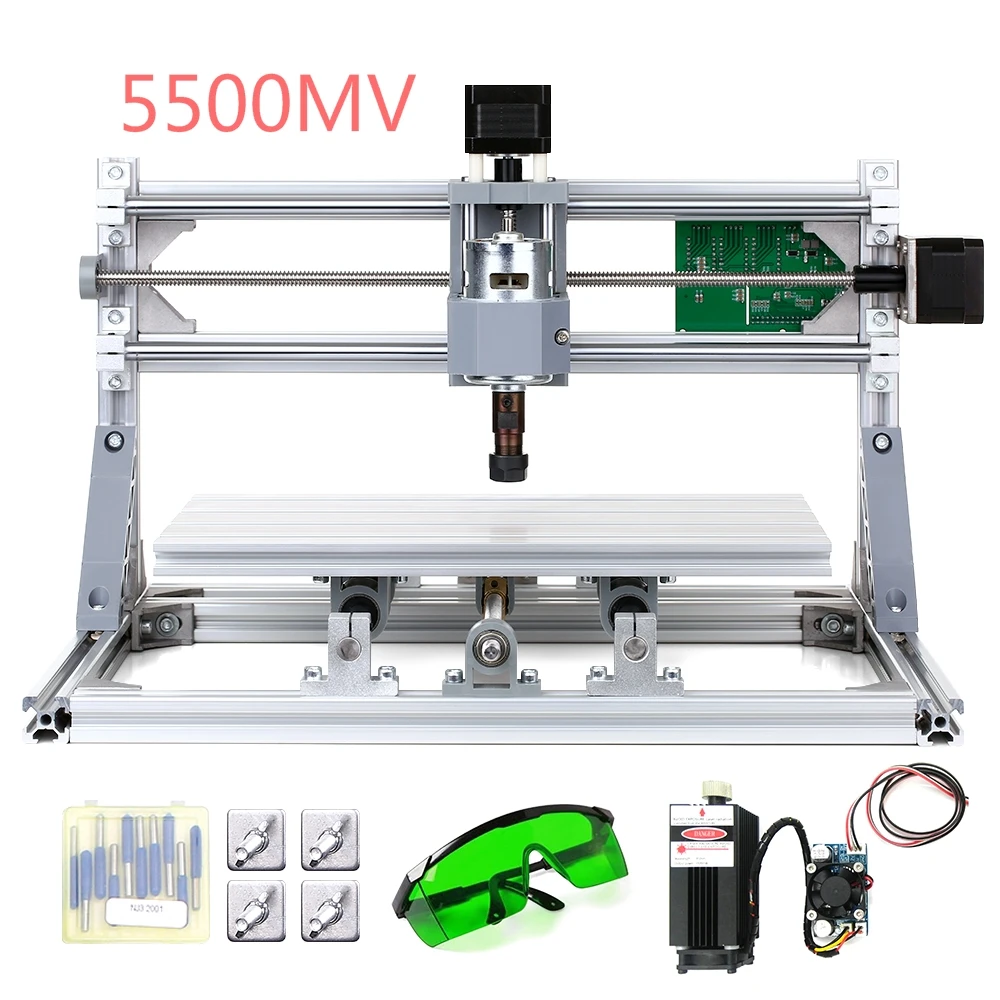 CNC3018 DIY комплект фрезерного станка с ЧПУ 2-в-1 мини-станок для лазерной гравировки GRBL Управление 3 оси резьба по дереву фрезерный гравировальный станок - Цвет: 5500mW