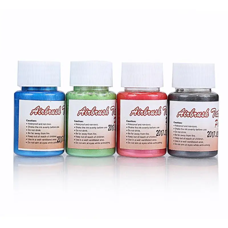 

4 Bottles Temporary Airbrush Tattoo Makeup Pearly Ink For Body Art Painting Transferable Tattoo Pigment Supplies 40ml/Bottle
