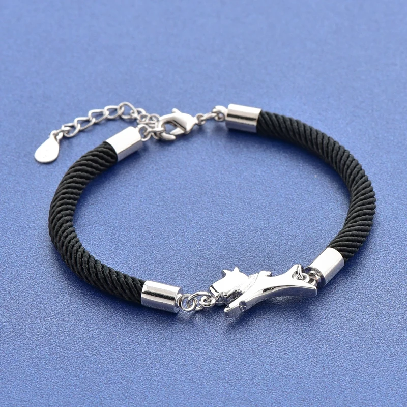 

ATTRACTTO S925 Silver Dog Cuff Bracelets&Bangles For Women Survival Rope Chain Bracelets Friendship Crystal Bracelet SBR190147