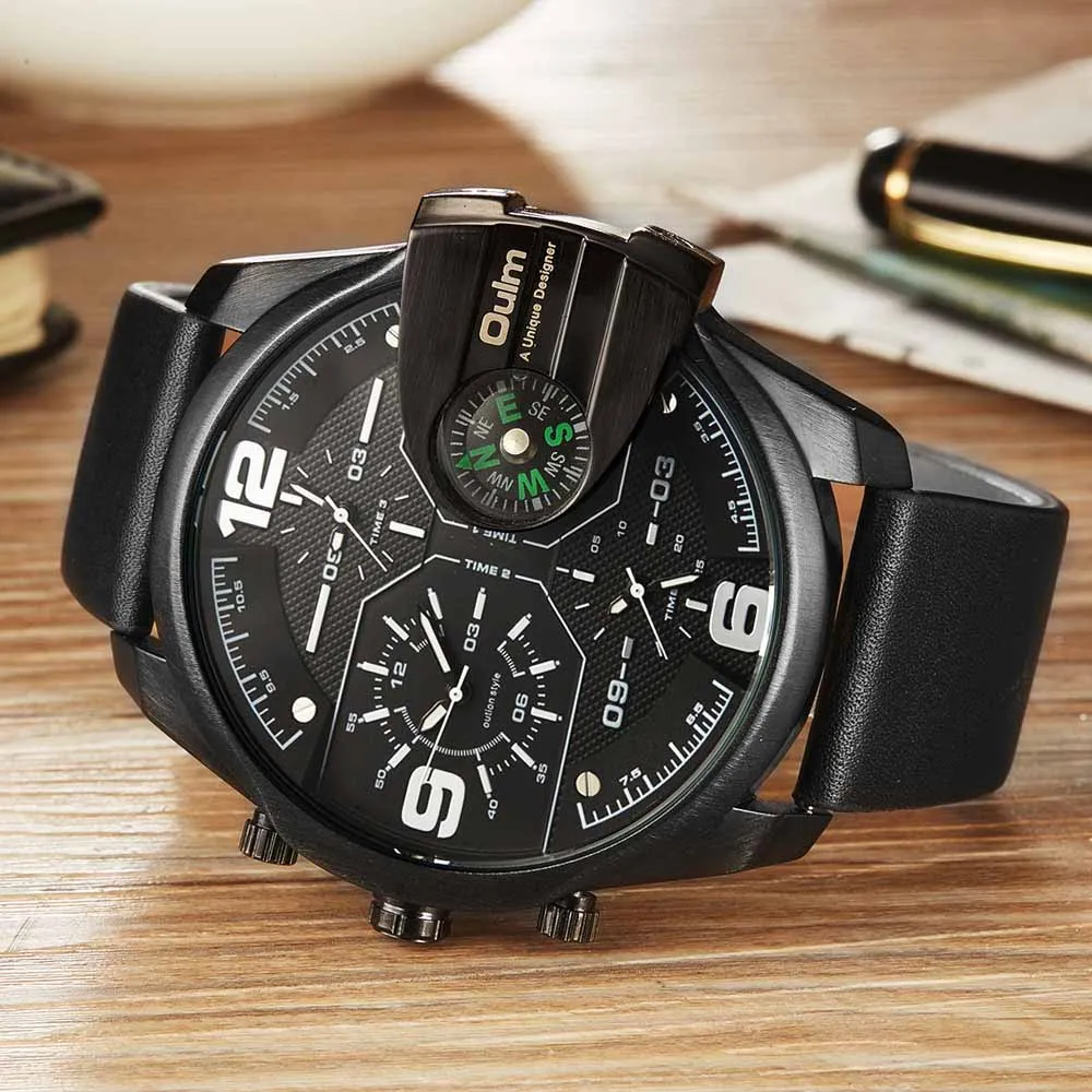 Unique Men Watches Oulm Top Brand Luxury Military Watches Men Three